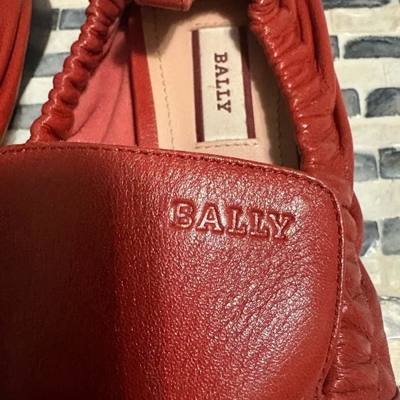 Bally made in Italy Red Leather Becca ballet flats size‎ 7 - Picture 3 of 5